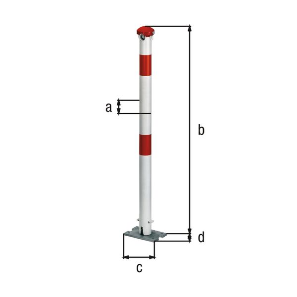 Produktbild Alberts Pfosten Grünenthal weiß rot zum Aufschrauben 60mm mit Dreikantschloss bild 2