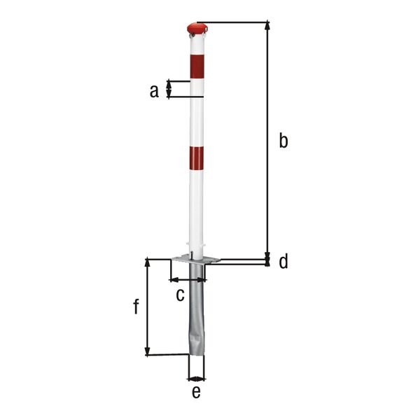 Produktbild Alberts Pfosten Grünenthal weiß rot zum Einbetonieren 60mm mit Dreikantschloss bild 2
