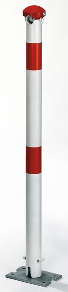 Produktbild Alberts Pfosten Grünenthal weiß rot zum Aufschrauben 60mm mit Vorrichtung PZ Schloss