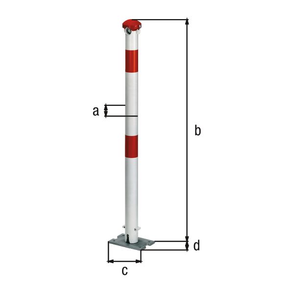 Produktbild Alberts Pfosten Grünenthal weiß rot zum Aufschrauben 60mm mit Vorrichtung PZ Schloss bild 2