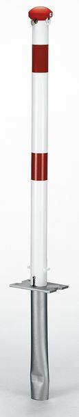 Produktbild Alberts Pfosten Grünenthal weiß rot zum Einbetonieren 60mm mit Profilzylinderschloss