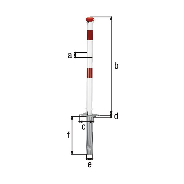 Produktbild Alberts Pfosten Grünenthal weiß rot zum Einbetonieren 60mm mit Profilzylinderschloss bild 2