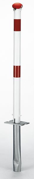 Produktbild Alberts Pfosten Grünenthal weiß rot zum Einbetonieren 60mm mit Vorrichtung PZ Schloss