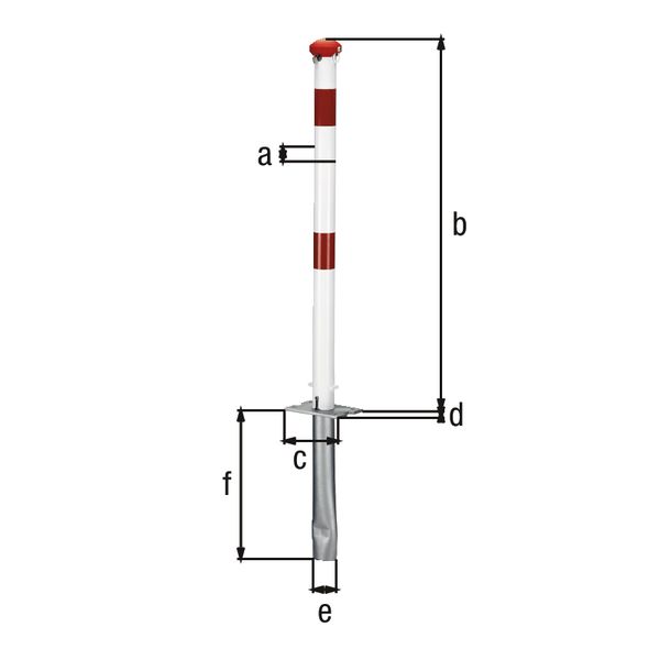 Produktbild Alberts Pfosten Grünenthal weiß rot zum Einbetonieren 60mm mit Vorrichtung PZ Schloss bild 2