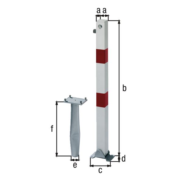 Produktbild Alberts Pfosten Klappy-Bo weiß rot zum Einbetonieren 70x70mm Profilzylinderschloss bild 2