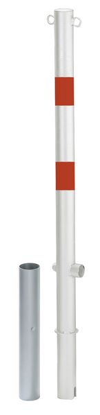 Produktbild Alberts Pfosten Passau 2 Ösen rot weiß zum Einbetonieren 60mm Dreikantschloss