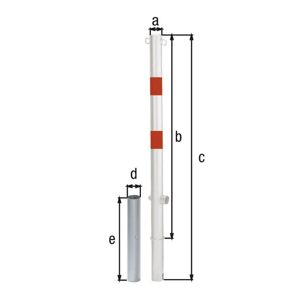 Produktbild Alberts Pfosten Passau 2 Ösen rot weiß zum Einbetonieren 76mm Dreikantschloss bild 2