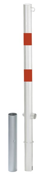 Produktbild Alberts Pfosten Passau 1 Öse rot weiß zum Einbetonieren 60mm Dreikantschloss