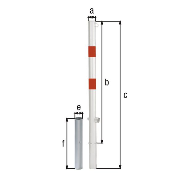 Produktbild Alberts Pfosten Passau 1 Öse rot weiß zum Einbetonieren 60mm Dreikantschloss bild 2