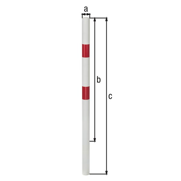 Produktbild Alberts Absperrpfosten rund weiß mit 2 roten Ringen zum Einbetonieren 76mm ohne Ösen bild 2