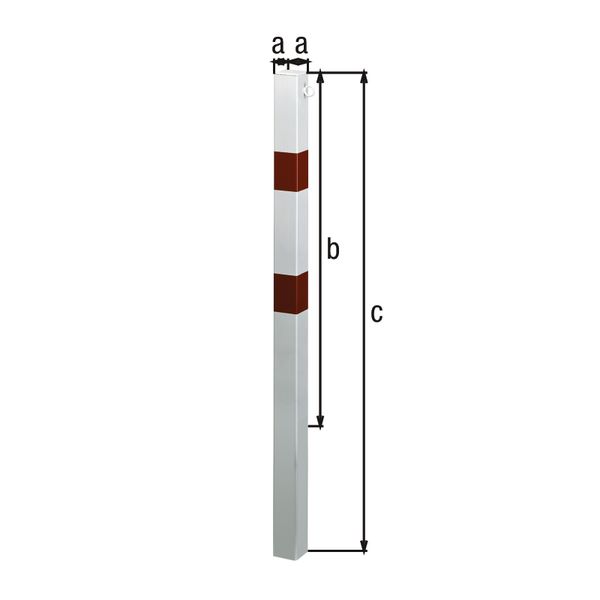 Produktbild Alberts Absperrpfosten eckig weiß mit 2 roten Ringen zum Einbetonieren 70x70mm ohne Ösen bild 2