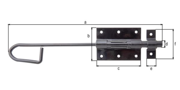 Produktbild Alberts Bolzen Stangenriegel mit Schlaufe schwarz Bolzen 13,5mm Länge 300mm bild 2