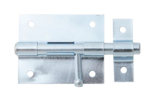 Produktbild Alberts Bolzenriegel mit befestigter Schlaufe blau verzinkt Platte 70x57mm Länge 100mm