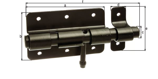 Produktbild Alberts Bolzenriegel mit befestigter Schlaufe schwarz Platte 90x67mm Länge 130mm bild 2