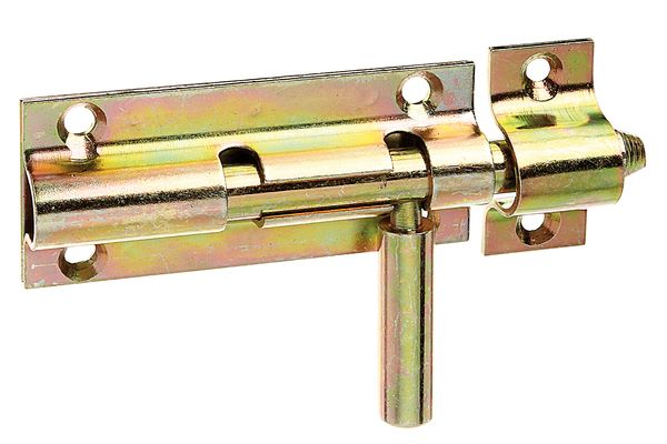 Produktbild Alberts Bolzenriegel mit loser Schlaufe gelb verzinkt Platte 80x36mm Länge 110mm