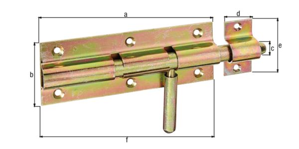 Produktbild Alberts Bolzenriegel mit loser Schlaufe gelb verzinkt Platte 150x60mm Länge 210mm bild 2