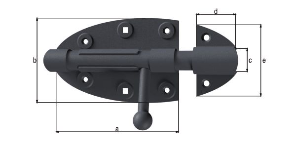 Produktbild Alberts Bolzenriegel Ovado verzinkt graphitgrau beschichtet 112x72mm bild 2