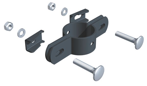Produktbild Alberts Doppelschelle anthrazit zur Befestigung von Zaunfeldern an Pfosten 34 mm
