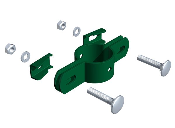 Produktbild Alberts Doppelschelle grün zur Befestigung von Zaunfeldern an Pfosten 34 mm