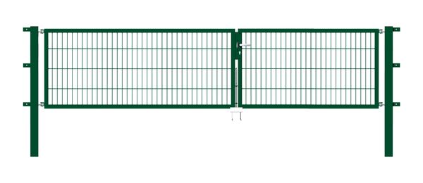 Produktbild Alberts Doppeltor Flexo grün RAL 6005 3500x800 Pfosten 80x80x1500mm