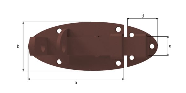 Produktbild Alberts DURAVIS Schlossriegel mit flachem Griff rostbraun 90 x 44 mm