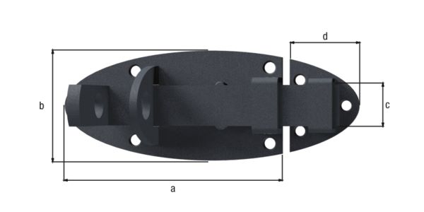 Produktbild Alberts DURAVIS Schlossriegel mit flachem Griff schwarzdiamant 90 x 44 mm