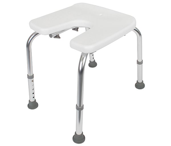 Produktbild Alberts Duschhocker U-Form höhenverstellbar Kunststoff weiß Sitzfläche 400x380mm