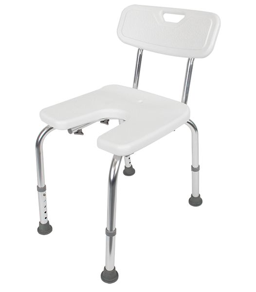Produktbild Alberts Duschstuhl höhenverstellbar Kunststoff weiß Sitzfläche 400x380mm