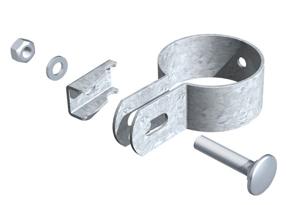 Produktbild Alberts Endschelle feuerverzinkt zur Befestigung von Zaunfeldern an Pfosten 34 mm