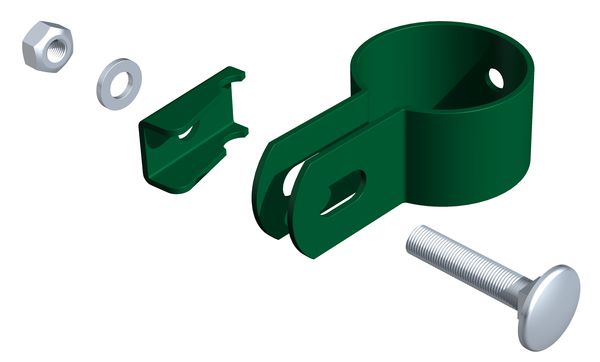 Produktbild Alberts Endschelle grün zur Befestigung von Zaunfeldern an Pfosten 34 mm