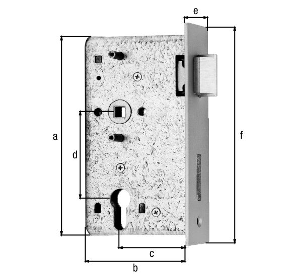 Produktbild Alberts Ersatzschloss verzinkt für Schlosskasten 60mm Dornmaß 65mm bild 2