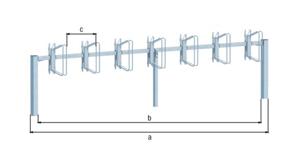 Produktbild Alberts Fahrradständer Hagen Grundelement zum Betonieren 14 Einstellplätze Halter 45Grad bild 2