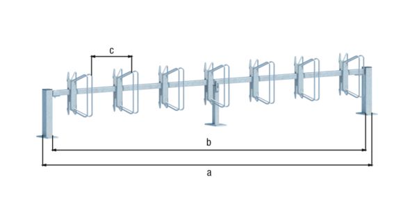 Produktbild Alberts Fahrradständer Hagen Grundelement zum Schrauben 14 Einstellplätze Halter 45Grad bild 2