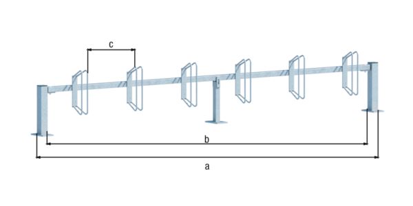 Produktbild Alberts Fahrradständer Hagen Grundelement zum Schrauben 6 Einstellplätze Halter 90 Grad bild 2
