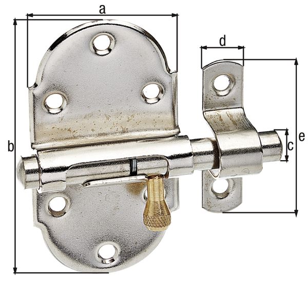 Produktbild Alberts Grendelriegel mit Messingknopf vernickelt poliert 45x85mm bild 2