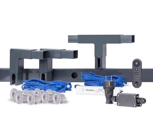 Produktbild Alberts Highlight Set anthrazit für Zaunlänge 8 meter mit 8 Leuchten