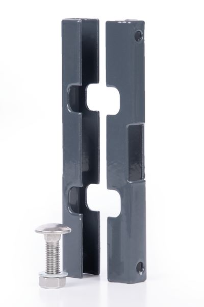 Produktbild Alberts Mattenverbinder anthrazit für Doppelstab Gittermatten mit Schrauben M10x30mm