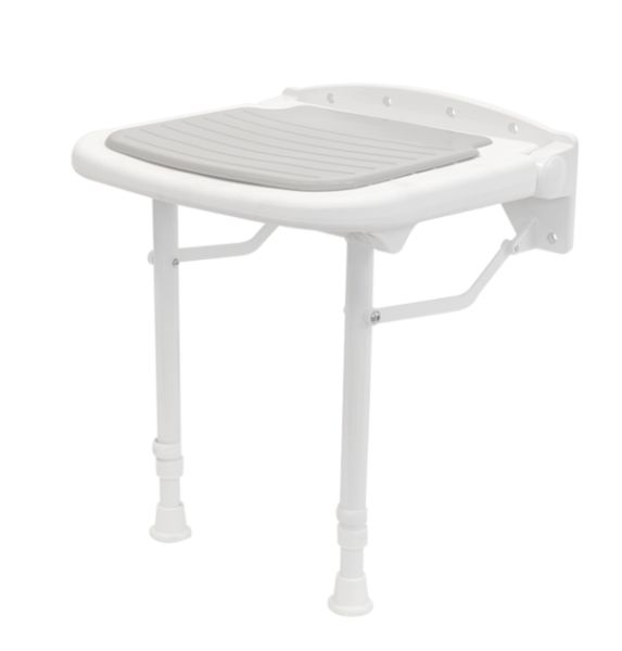 Produktbild Alberts Polstersitz höhenverstellbar Kunststoff weiß Polster grau Sitzfläche 380x370