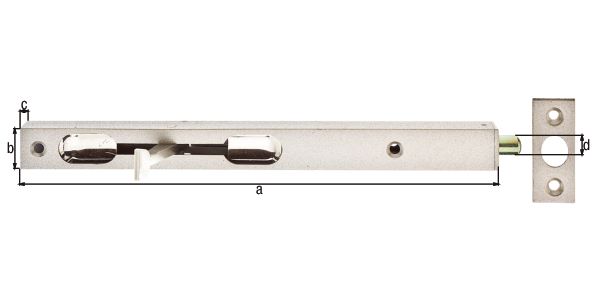 Produktbild Alberts Rohrkantriegel mit Schieber und Schließblech 250x20x15mm Bolzen 10,0mm bild 2