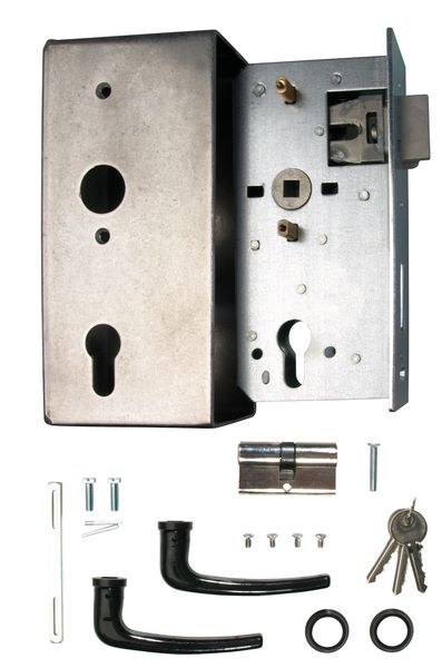 Produktbild Alberts Schlosskasten mit verzinktem Schloss Dornmaß 55mm Tiefe 90mm