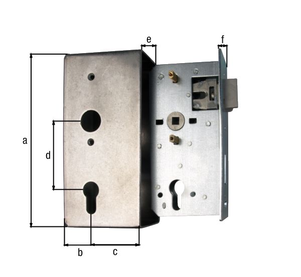 Produktbild Alberts Schlosskasten mit verzinktem Schloss Dornmaß 55mm Tiefe 90mm bild 2