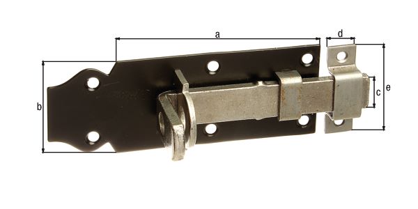 Produktbild Alberts Schlossriegel mit flachem Griff blau verzinkt Platte schwarz 120x44mm bild 2