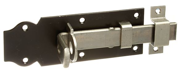 Produktbild Alberts Schlossriegel mit flachem Griff blau verzinkt Platte schwarz 140x52mm