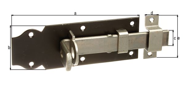 Produktbild Alberts Schlossriegel mit flachem Griff blau verzinkt Platte schwarz 140x52mm bild 2