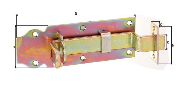 Produktbild Alberts Schlossriegel mi flachem Griff gekröpft Schließblech gelb Platte LxB140x52mm bild 2