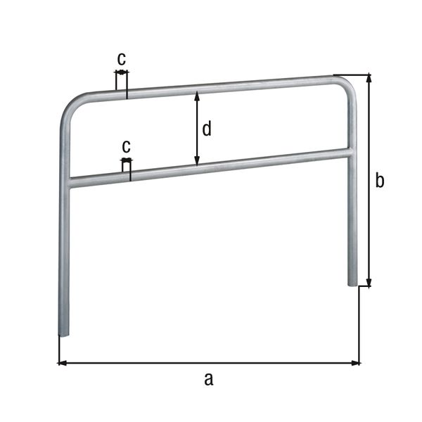 Produktbild Alberts Schutzbügel Ratio zum Einbetonieren mit Querrohr 1500x1000mm Rahmen 48mm bild 2