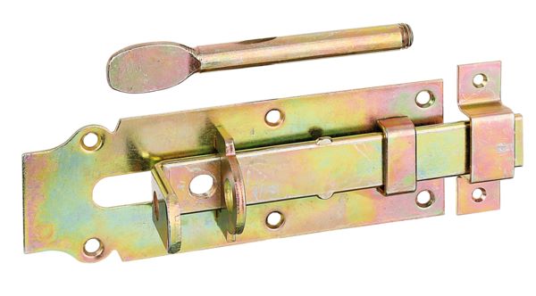 Produktbild Alberts Stalltür Schlossriegel mit flachem Griff gelb verzinkt Platte 180x64mm bild 1