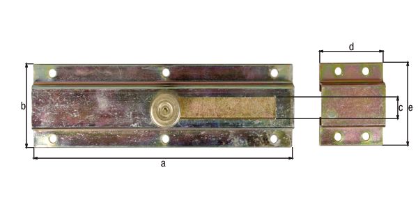 Produktbild Alberts Türriegel mit Knopfgriff gelb verzinkt 200x57mm Schieberbreite 25mm bild 2