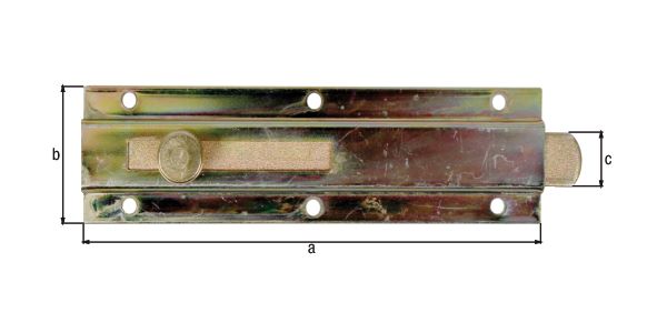 Produktbild Alberts Türriegel mit Knopfgriff gelb verzinkt 150x40mm Schieberbreite 16mm bild 2