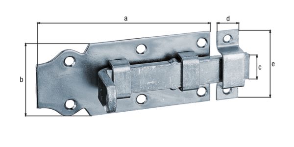 Produktbild Alberts Türriegel mit Griff gerade mit Schlaufe gelb verzinkt Platte 100x44mm bild 2